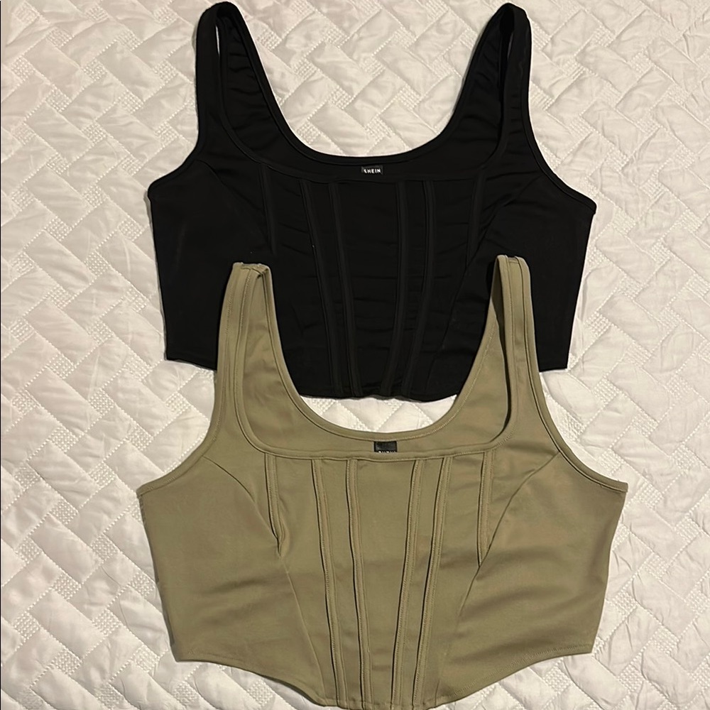 Black and Army Green Women's Crop Tops